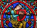Stained glass in Notre Dame Cathedral, Paris - King David Royalty Free Stock Photo