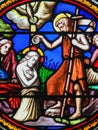 Stained Glass in Notre-Dame-des-flots, Le Havre - Baptism of Jesus Royalty Free Stock Photo