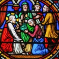 Stained Glass in Notre-Dame-des-flots, Le Havre Royalty Free Stock Photo