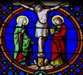 Stained Glass in Notre-Dame-des-flots, Le Havre - Crucifixion of Jesus Royalty Free Stock Photo