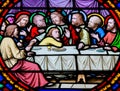 Stained Glass in Notre-Dame-des-flots, Le Havre - Last Supper Royalty Free Stock Photo