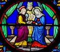 Stained Glass in Notre-Dame-des-flots, Le Havre - Marriage of Joseph and Mary Royalty Free Stock Photo