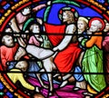 Stained Glass in Notre-Dame-des-flots, Le Havre - Palm Sunday Royalty Free Stock Photo