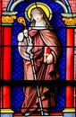 Stained Glass in Notre-Dame-des-flots, Le Havre of St Clare Royalty Free Stock Photo