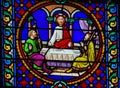 Stained Glass in Notre-Dame-des-flots, Le Havre - Supper at Emmaus Royalty Free Stock Photo