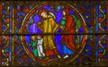 Stained Glass in Notre Dame, Paris depicting St Eustace Royalty Free Stock Photo