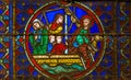 Stained Glass in Notre Dame, Paris depicting St Eustace Royalty Free Stock Photo
