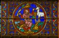 Stained Glass in Notre Dame, Paris depicting St Eustace Royalty Free Stock Photo