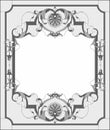 Stained-glass panel in a rectangular frame, abstract floral arrangement of buds and leaves in the art Nouveau style. Vector