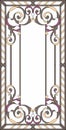 Stained-glass panel in a rectangular frame. Art Nouveau. Vector