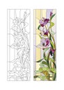 Stained glass pattern with gladioli Royalty Free Stock Photo