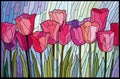 Stained glass pink tulips from angular pieces