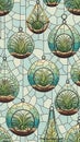 Stained Glass Plants Hanging Decorative Patterns Royalty Free Stock Photo