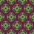 Stained glass quilt inspired vector seamless repeat pattern Royalty Free Stock Photo