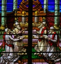 Stained Glass - Rabbis worshipping God Royalty Free Stock Photo