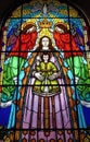 Stained glass with religious motifs