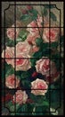 Stained glass rose in a black decorative frame. Image for printing on glass Royalty Free Stock Photo