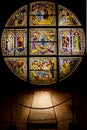 Oculus stained glass rose, Buoninsegna, Siena, Tuscany, Italy