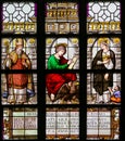 Stained Glass - Saint Augustine, John the Evangelist and Elizabeth Royalty Free Stock Photo