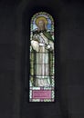 Stained glass of Saint Caterina of Siena in the Holy Savior Church in Castellina in Chianti, Italy.with
