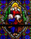 Stained Glass - Saint Conteste, bishops of Bayeux Royalty Free Stock Photo