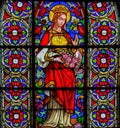 Stained Glass of  Saint Elisabeth - St Valery Sur Somme Royalty Free Stock Photo