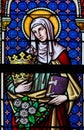 Stained Glass - Saint Elizabeth, Queen of Hungary Royalty Free Stock Photo