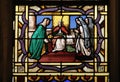 Stained glass, Saint Germain-l`Auxerrois church, Paris Royalty Free Stock Photo