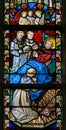 Stained Glass - Saint on his Deathbed Royalty Free Stock Photo