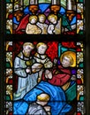 Stained Glass - Saint on his Deathbed Royalty Free Stock Photo