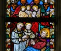 Stained Glass - Saint on his Deathbed Royalty Free Stock Photo