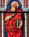 Stained Glass - Saint Jerome or Hieronymus Royalty Free Stock Photo