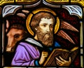Stained Glass of the Saint Luke the Evangelist Royalty Free Stock Photo