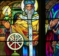 Stained Glass of Saint Methodius by Alphonse Mucha Royalty Free Stock Photo