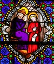 Stained Glass - Saints Conteste and Manveus, bishops of Bayeux Royalty Free Stock Photo