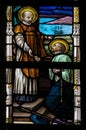 Stained Glass - Saints Francis Xavier and Ignatius of Loyola Royalty Free Stock Photo