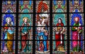 Stained Glass - Saints in Sablon Church, Brussels Royalty Free Stock Photo