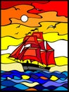 Stained glass Ship Royalty Free Stock Photo