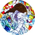 Stained glass showing Jesus praying Royalty Free Stock Photo
