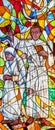 Stained glass showing the missionaries