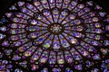 Stained glass side North rose window in the Notre Dame de Paris