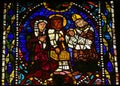 Stained Glass of Simeon the God-receiver and the Child Jesus Royalty Free Stock Photo