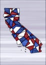 stained glass style design for decoration with the shape of the territory of California