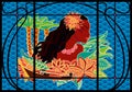 Stained glass on the theme of Thailand and Oceania. Tropical girl on the background of the blue sea Royalty Free Stock Photo