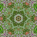 Stained glass tile vibrant mandala in green