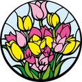 Stained-glass tulips.