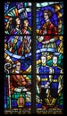 Stained glass in Votiv Kirche The Votive Church in Vienna Royalty Free Stock Photo