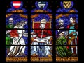 Stained glass in Votiv Kirche The Votive Church in Vienna Royalty Free Stock Photo