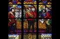 Stained glass in Votiv Kirche The Votive Church in Vienna Royalty Free Stock Photo