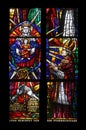 Stained glass in Votiv Kirche The Votive Church in Vienna Royalty Free Stock Photo